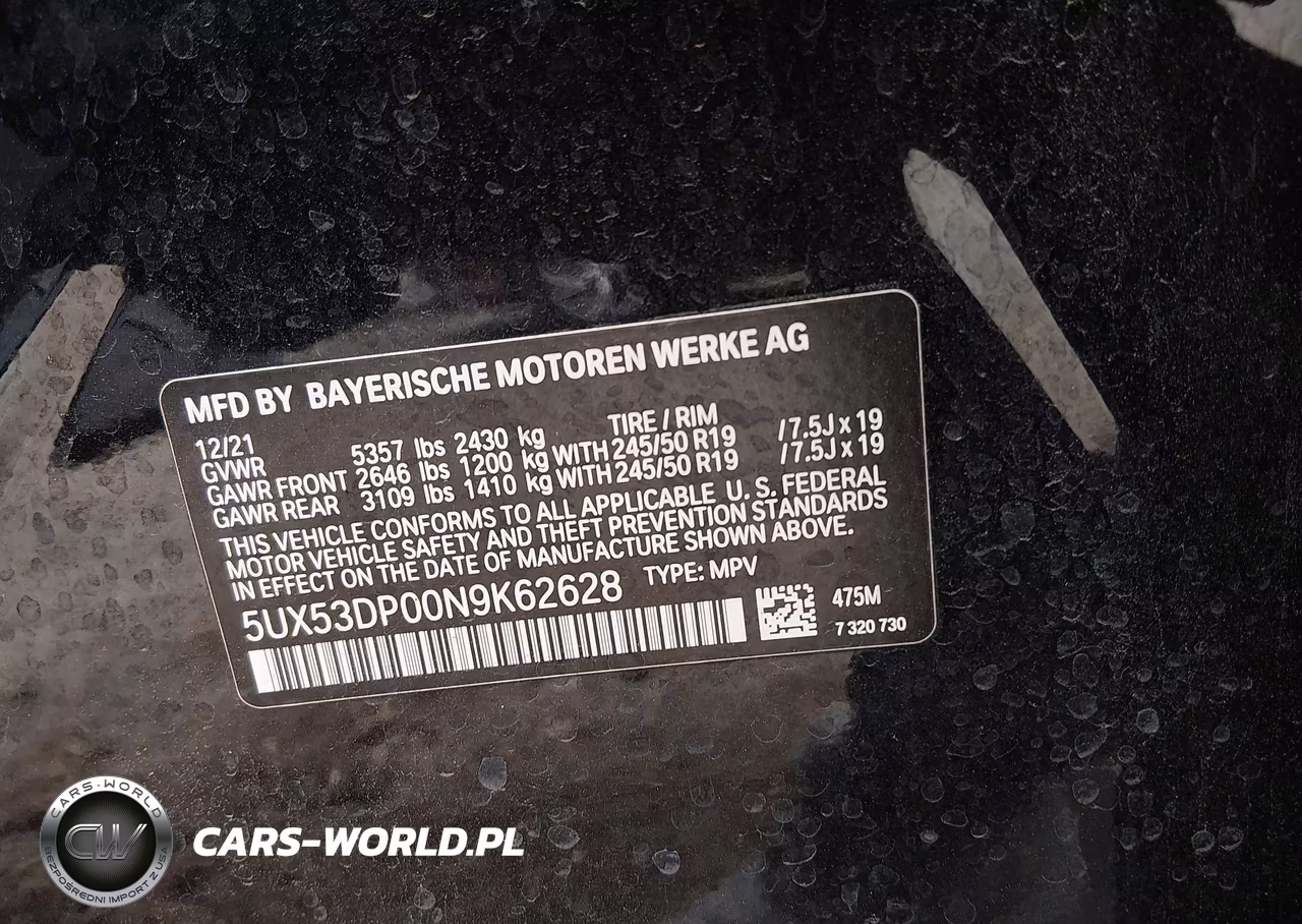2022 BMW X3 xDrive30I VIN:5UX53DP00N9K62628 - 9