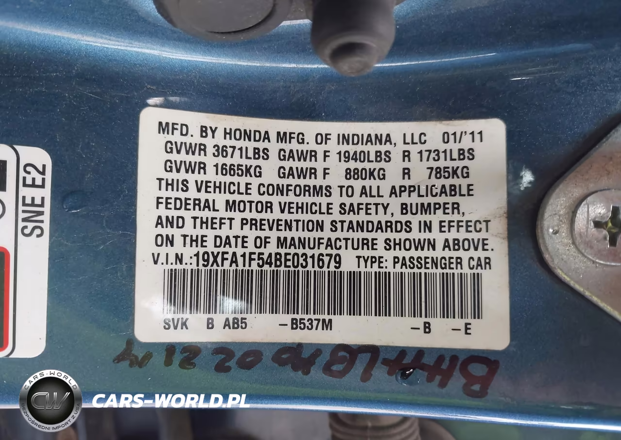 2011 Honda Civic Lx VIN:19XFA1F54BE031679 - 9