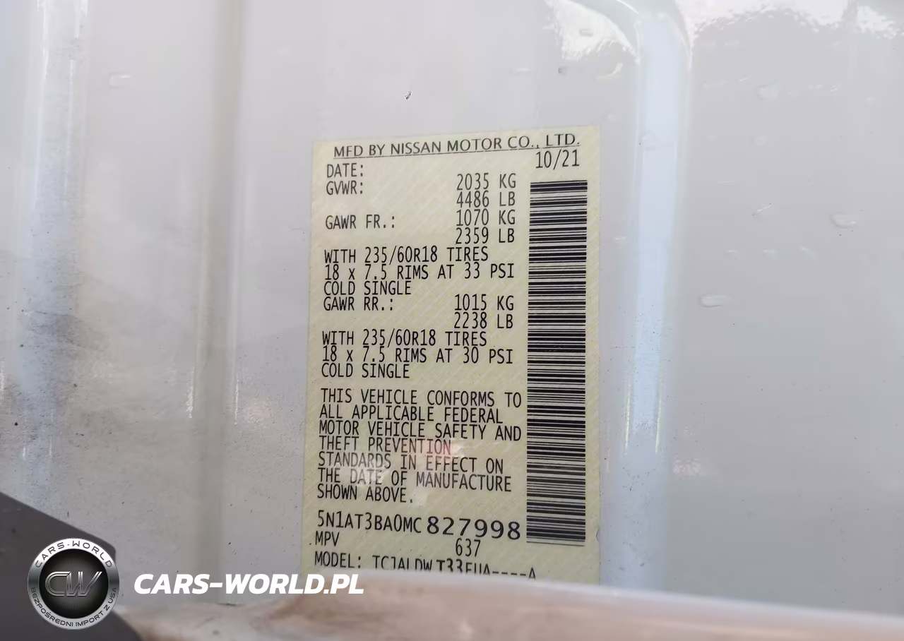 2021 Nissan Rogue Sv Fwd VIN:5N1AT3BA0MC827998 - 9