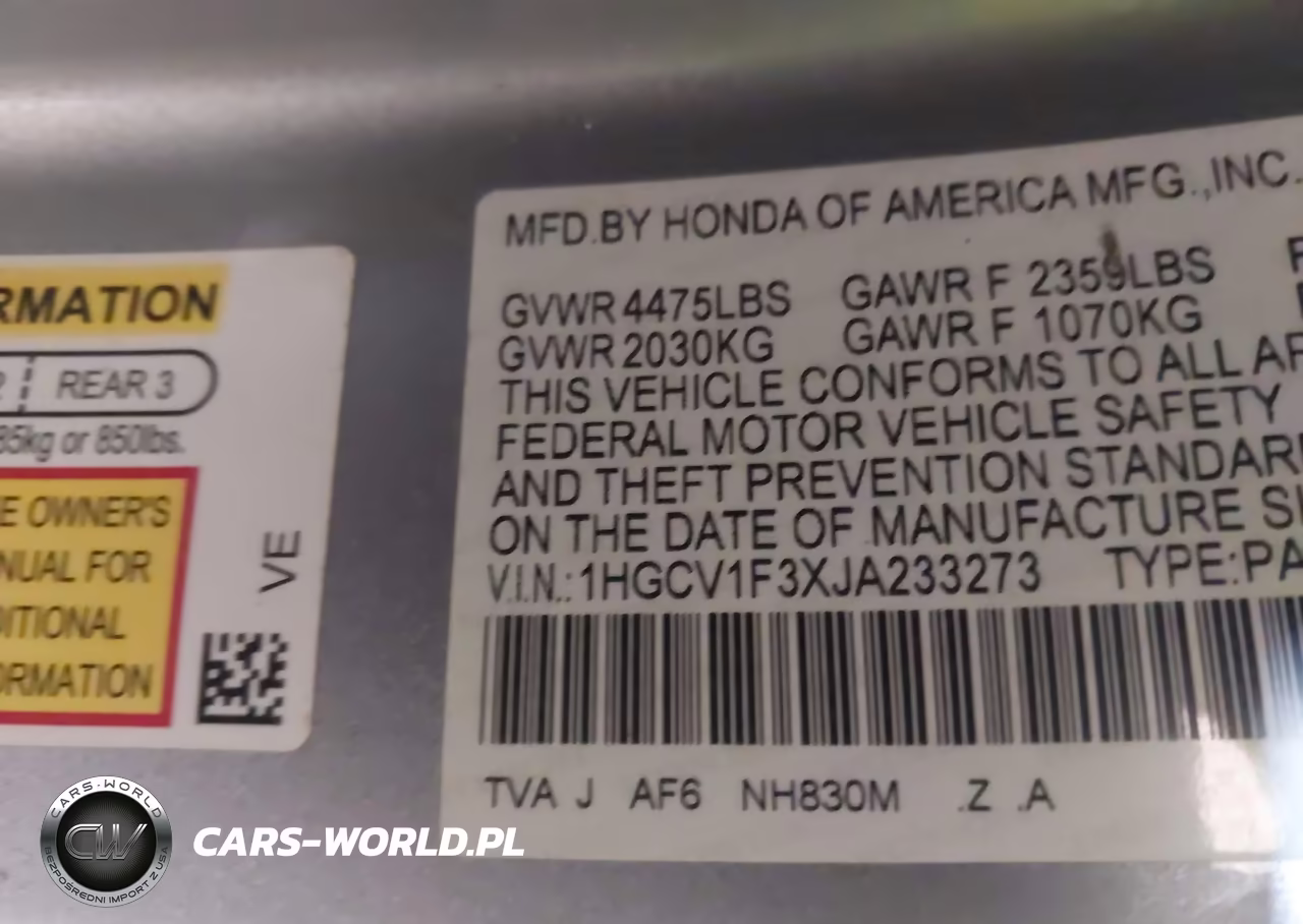 2018 Honda Accord Sport VIN:1HGCV1F3XJA233273 - 9