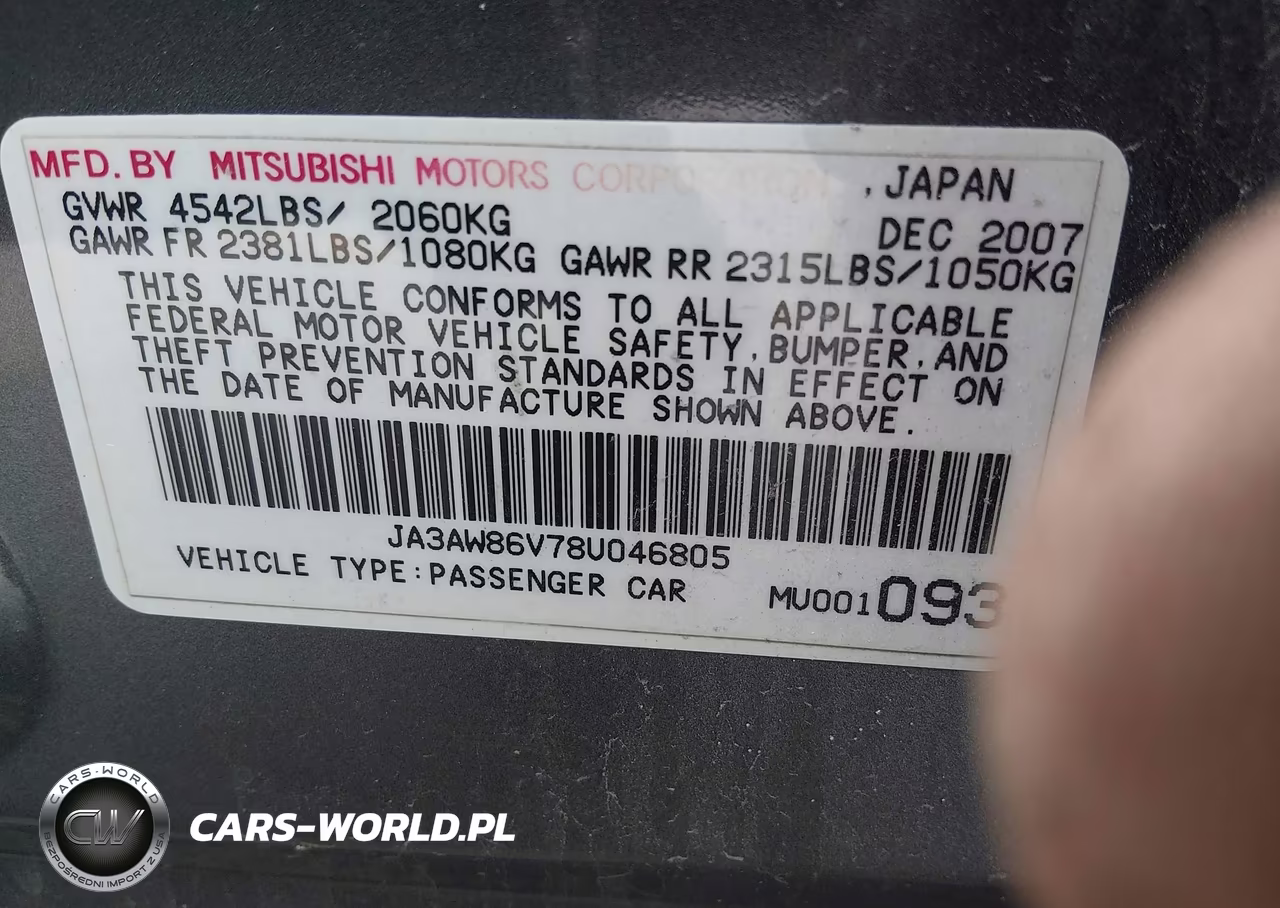 2008 Mitsubishi Lancer Evolution Gsr VIN:JA3AW86V78U046805 - 9
