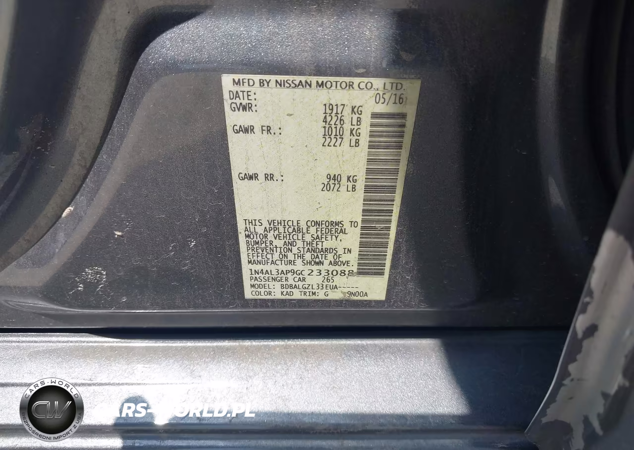 2016 Nissan Altima 2.5-2.5 S-2.5 Sl-2.5 Sr-2.5 Sv VIN:1N4AL3AP9GC233088 - 9