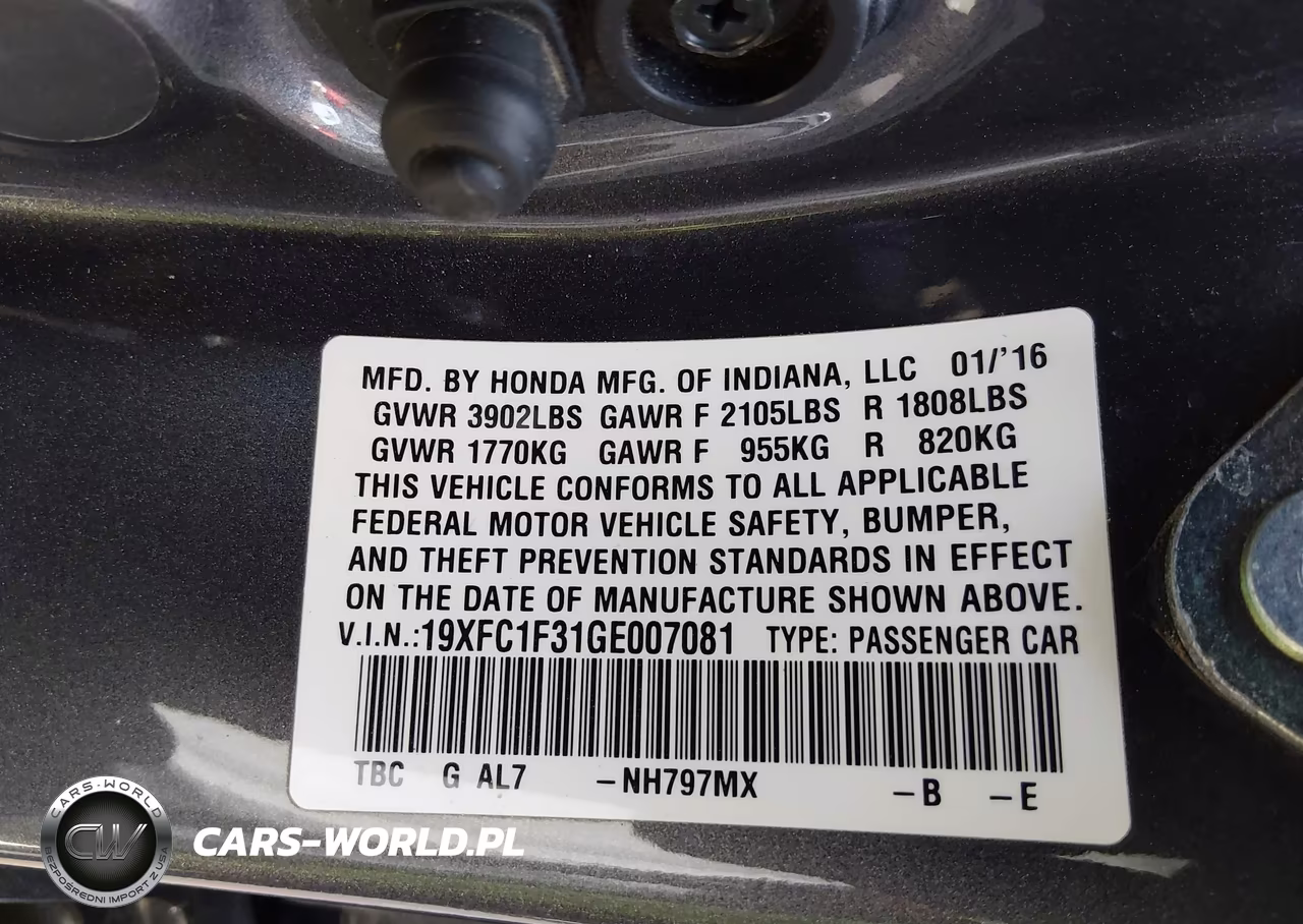 2016 Honda Civic Ex-T VIN:19XFC1F31GE007081 - 9