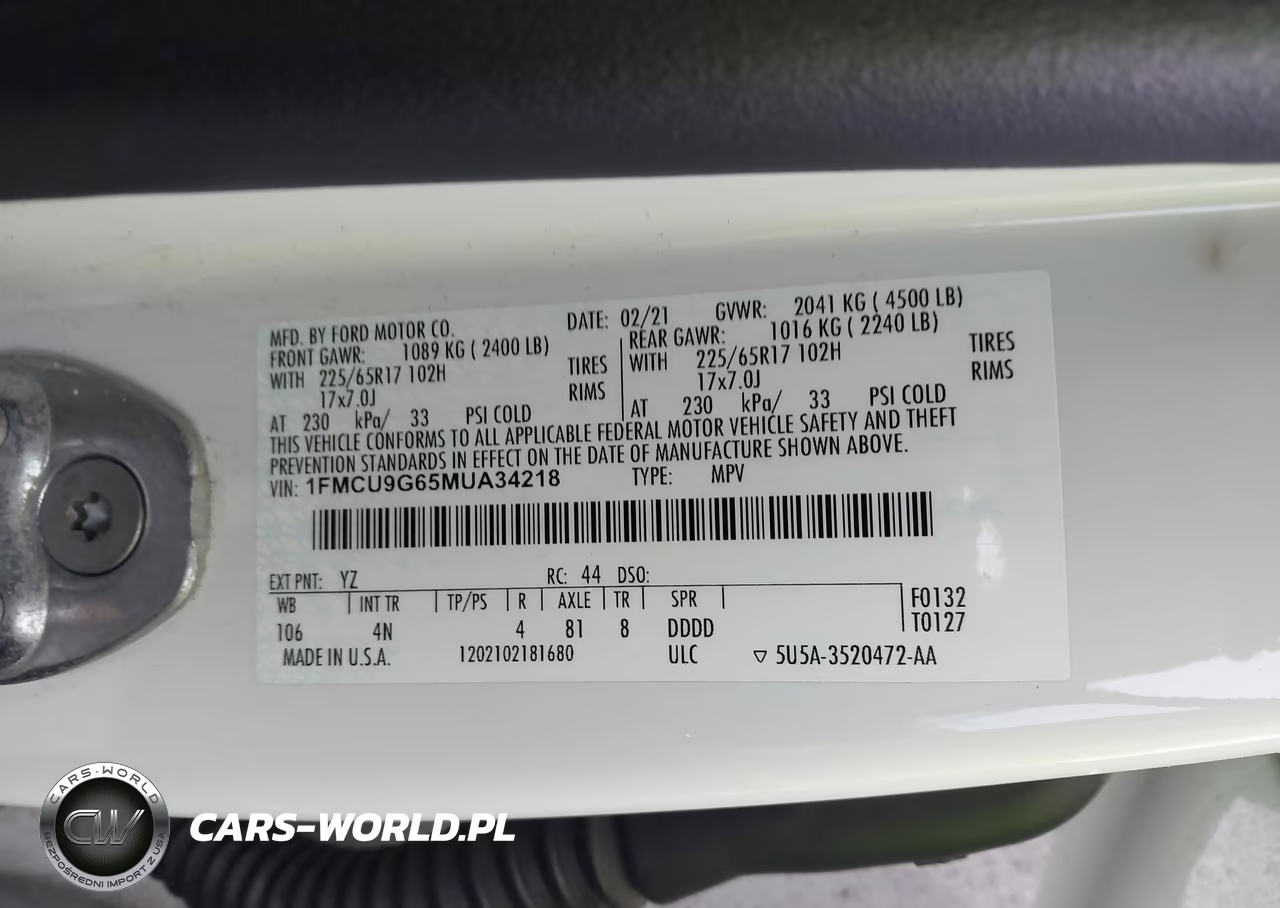2021 Ford Escape Se VIN:1FMCU9G65MUA34218 - 9