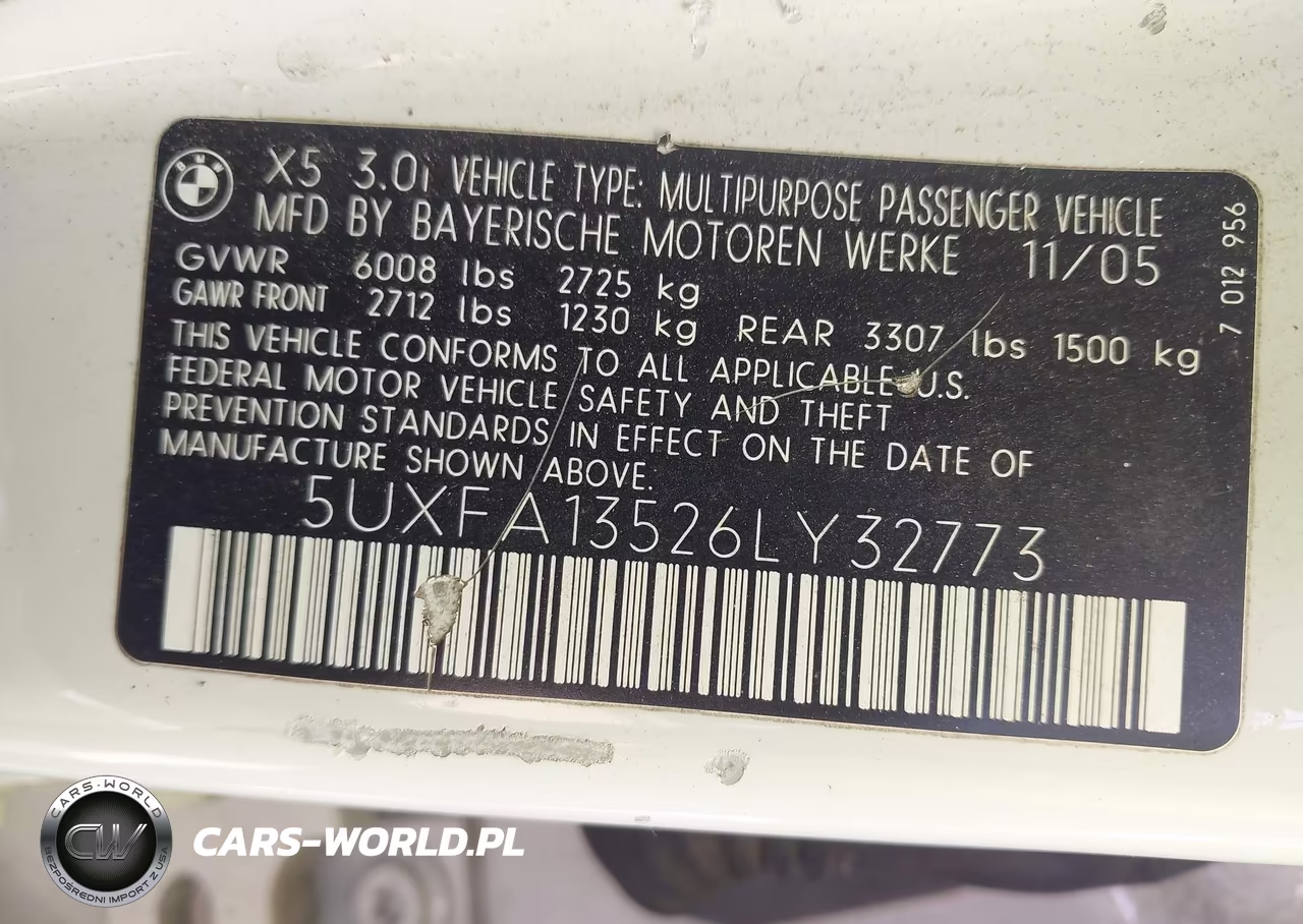 2006 BMW X5 3.0I VIN:5UXFA13526LY32773 - 9