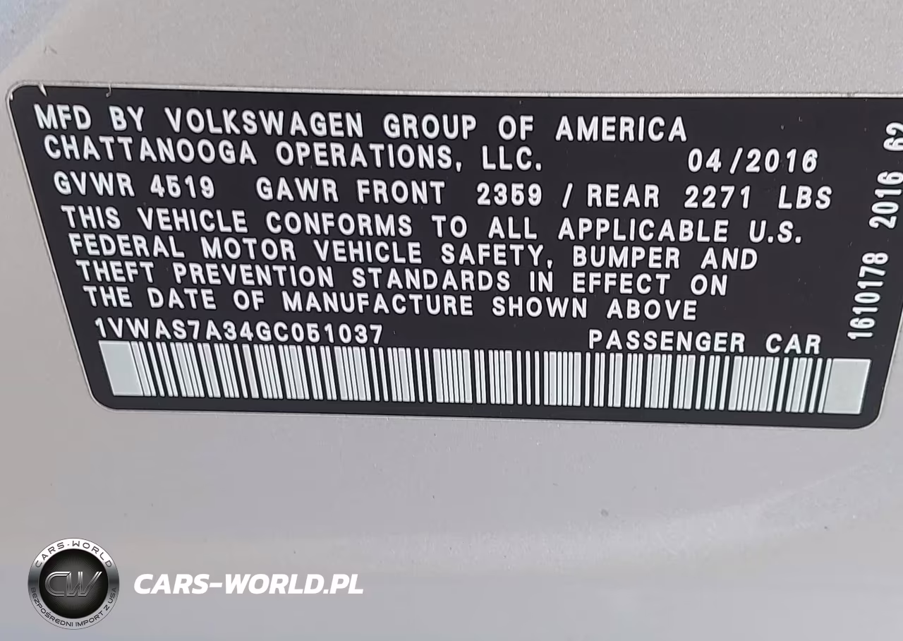 2016 Volkswagen Passat 1.8T S VIN:1VWAS7A34GC051037 - 9