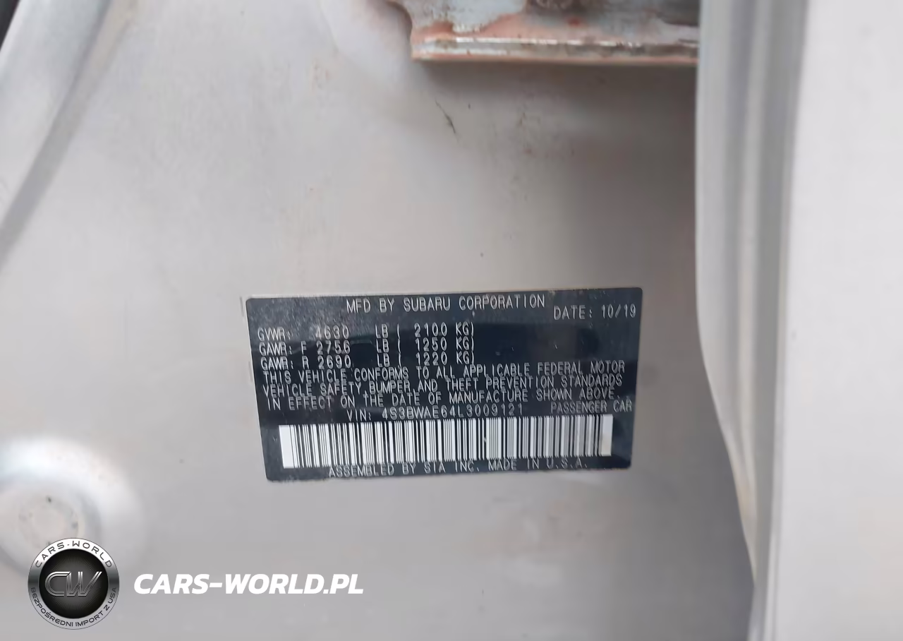2020 Subaru Legacy Premium VIN:4S3BWAE64L3009121 - 9