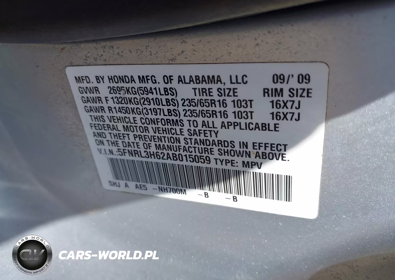 2010 Honda Odyssey Ex-L VIN:5FNRL3H62AB015059 - 9