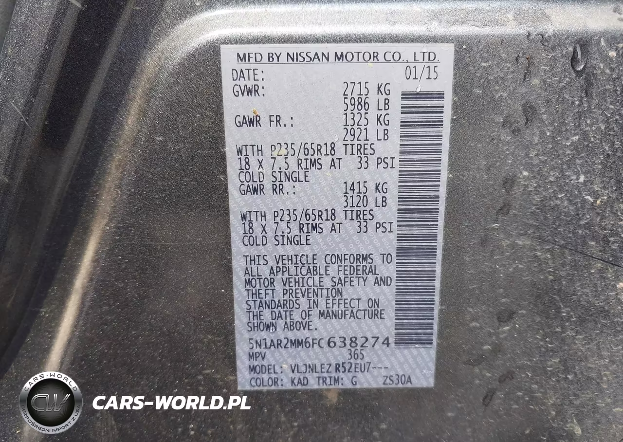 2015 Nissan Pathfinder Sv VIN:5N1AR2MM6FC638274 - 9