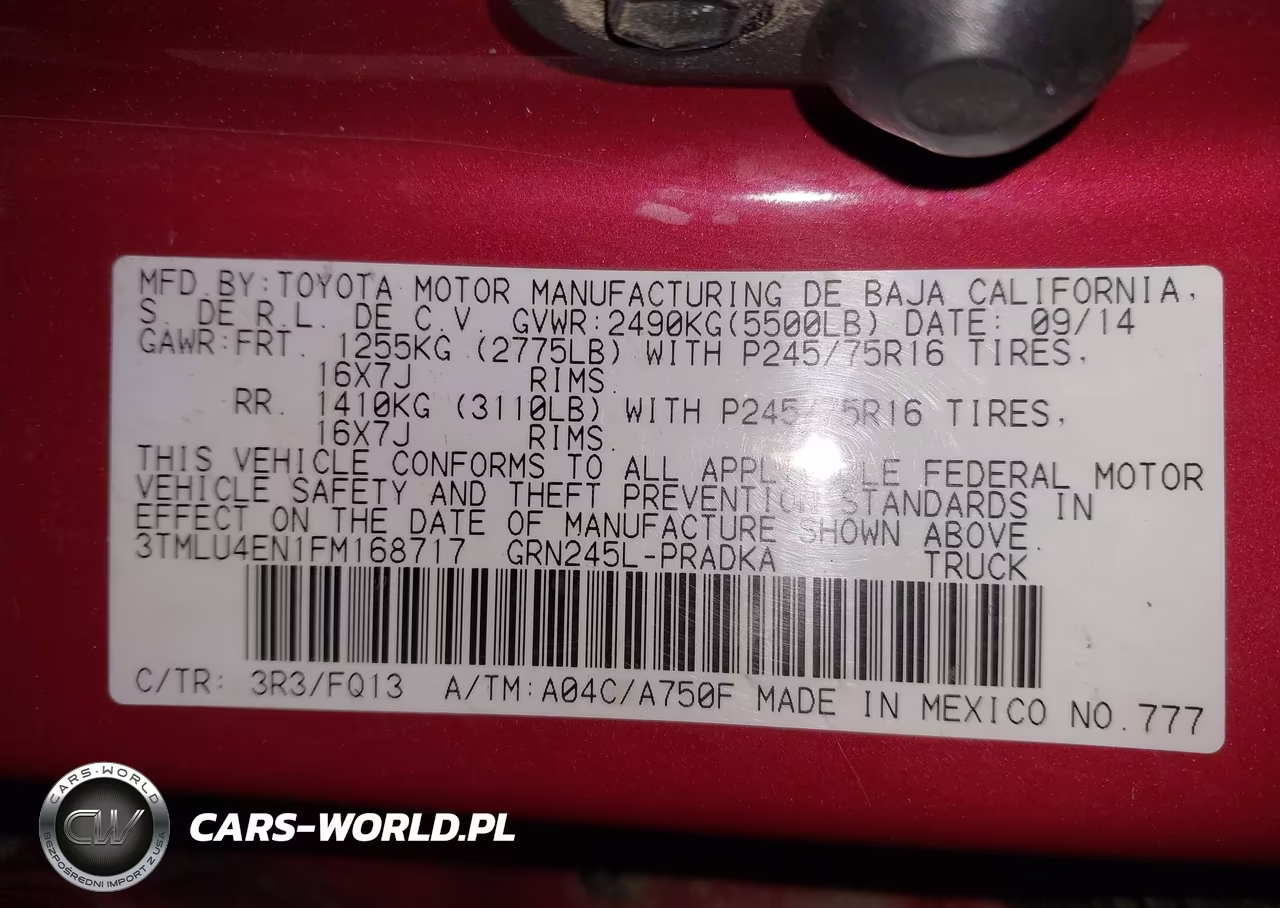 2015 Toyota Tacoma Base V6 VIN:3TMLU4EN1FM168717 - 9