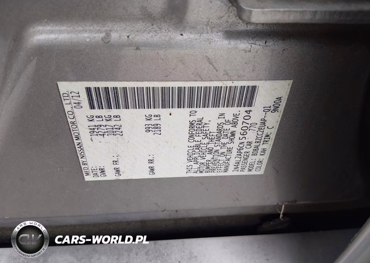 2012 Nissan Altima 2.5 S VIN:1N4AL2AP6CN560704 - 9