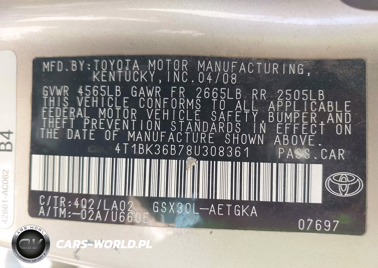 2008 Toyota Avalon Xls VIN:4T1BK36B78U308361 - 9