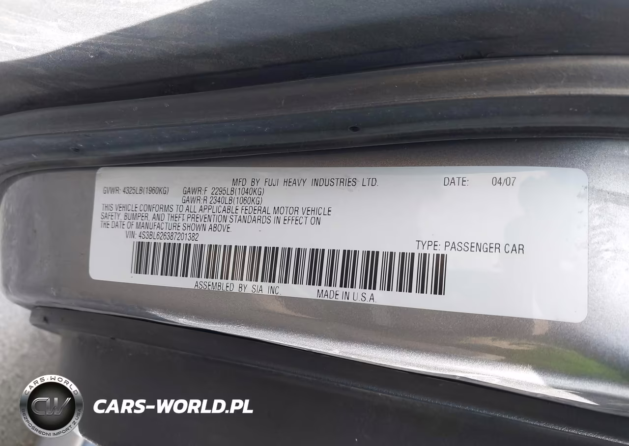 2008 Subaru Legacy 2.5I Limited VIN:4S3BL626387201382 - 9
