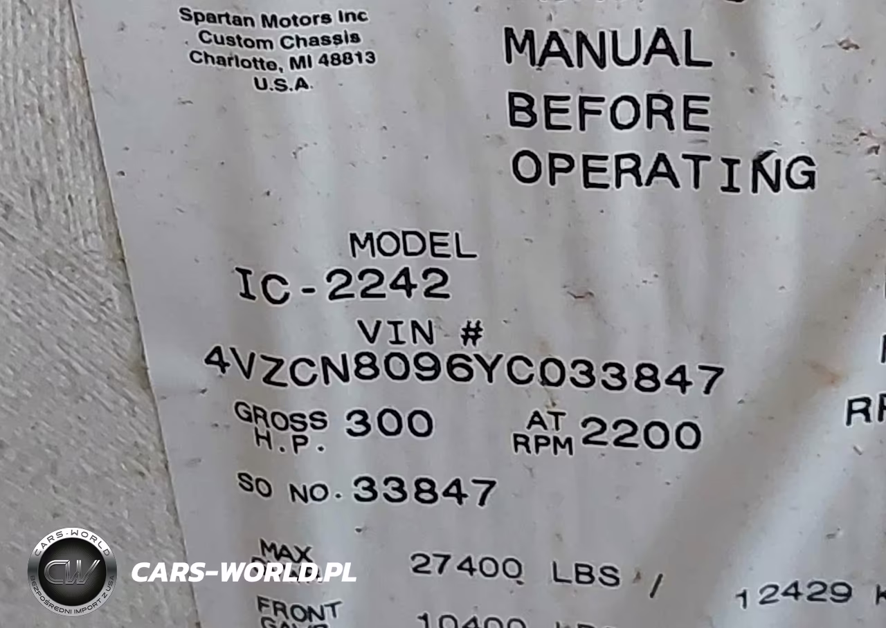 2000 Spartan Motors Motorhome 4Vz VIN:4VZCN8096YC033847 - 9