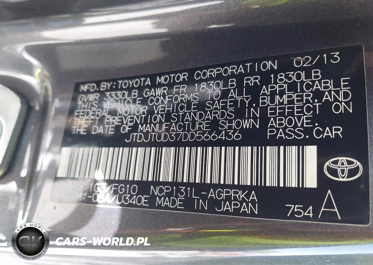 2013 Toyota Yaris Le VIN:JTDJTUD37DD566436 - 9