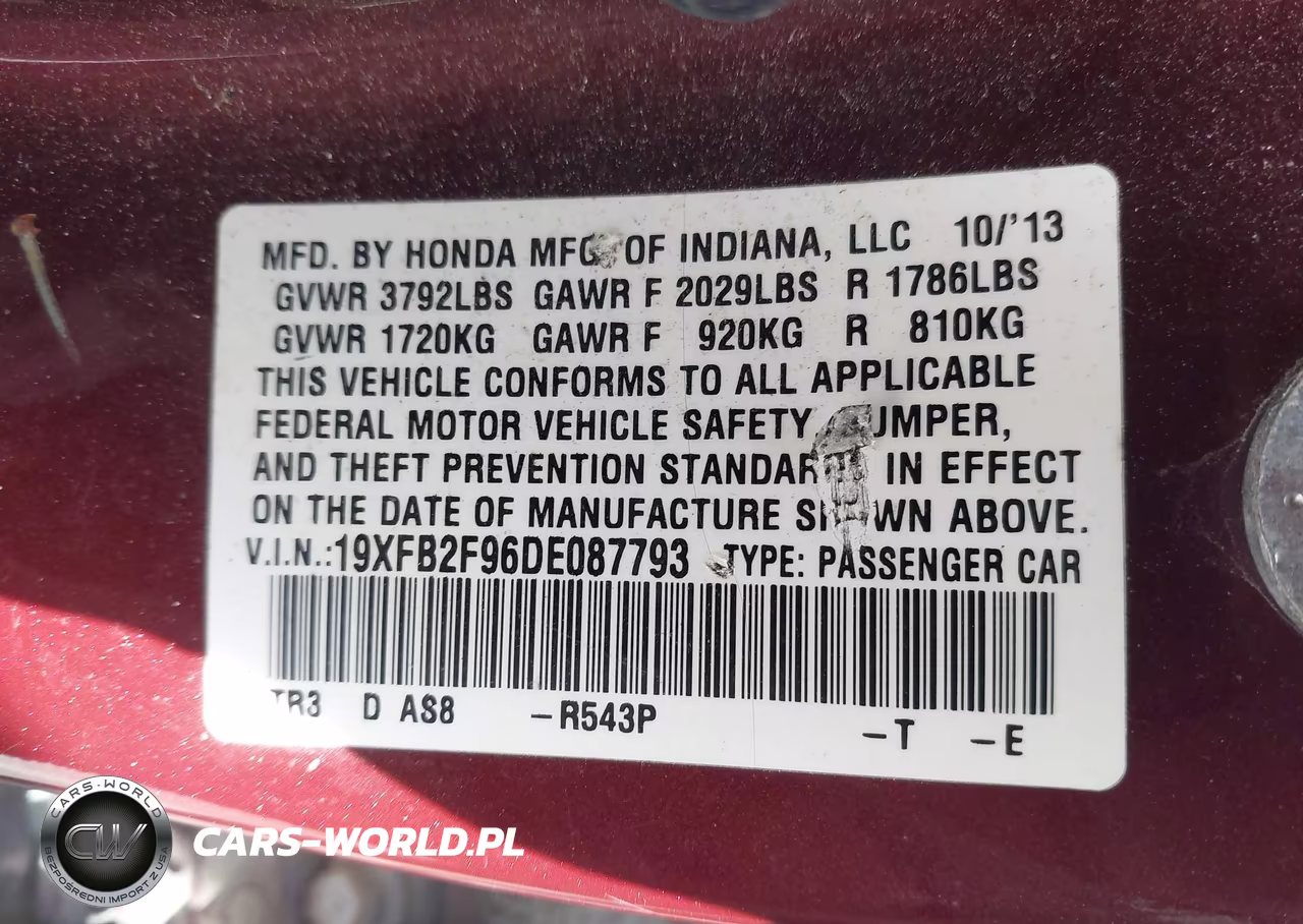 2013 Honda Civic Ex-L VIN:19XFB2F96DE087793 - 9