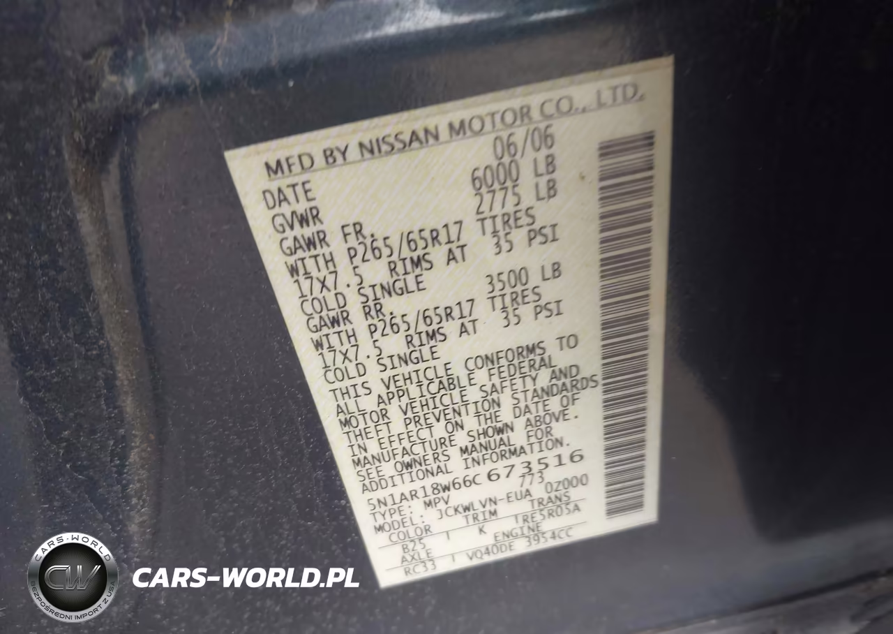 2006 Nissan Pathfinder Le VIN:5N1AR18W66C673516 - 9