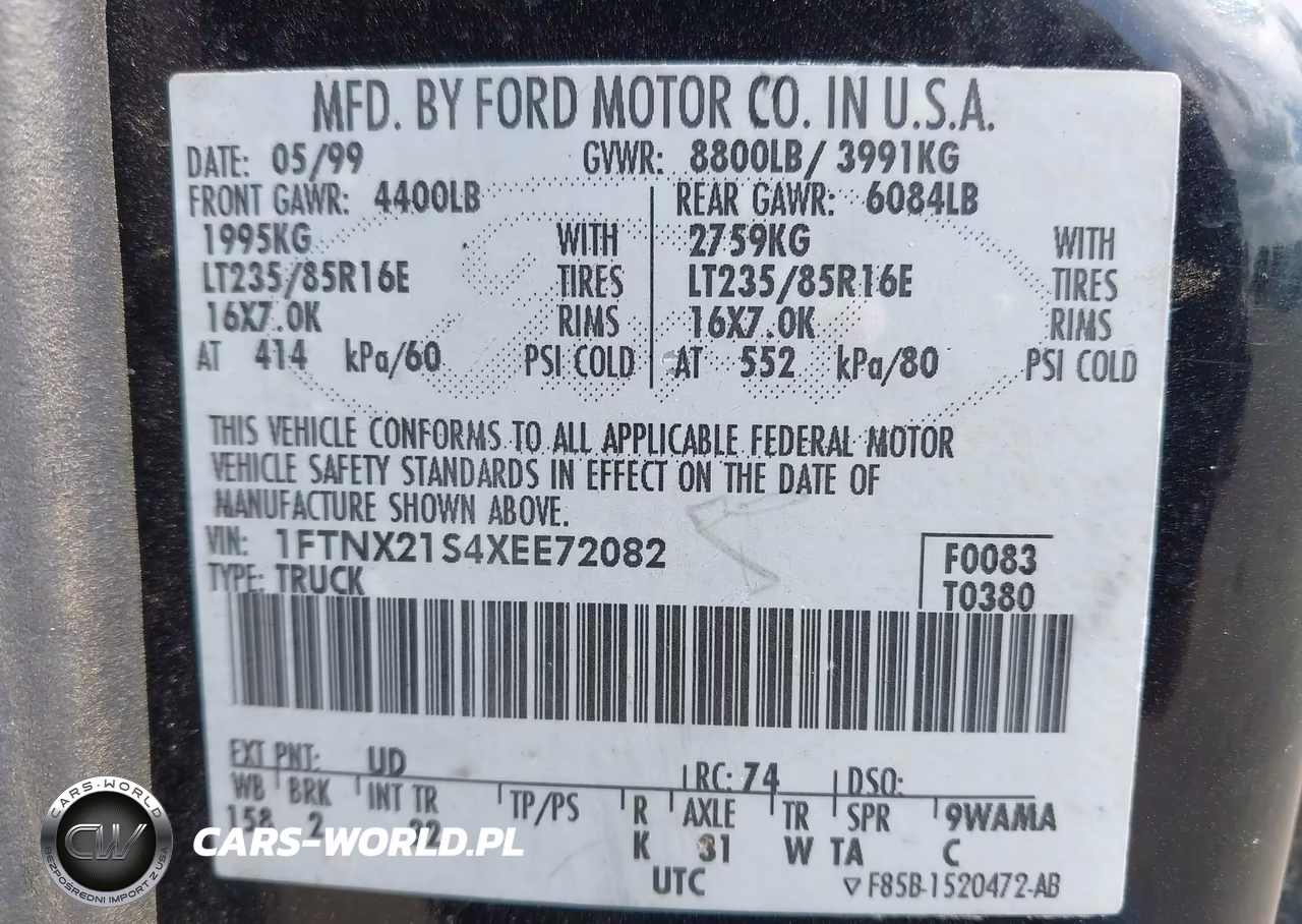 1999 Ford F-250 Lariat-Xl-Xlt VIN:1FTNX21S4XEE72082 - 9