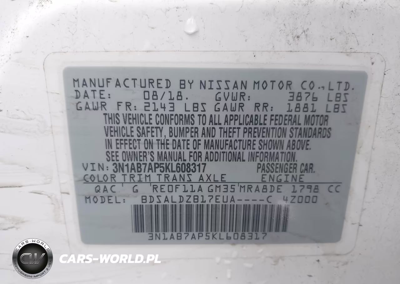 2019 Nissan Sentra Sv VIN:3N1AB7AP5KL608317 - 9