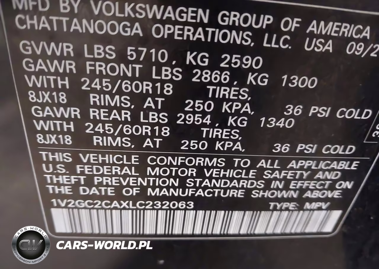 2020 Volkswagen Atlas Cross Sport 2.0T S VIN:1V2GC2CAXLC232063 - 9