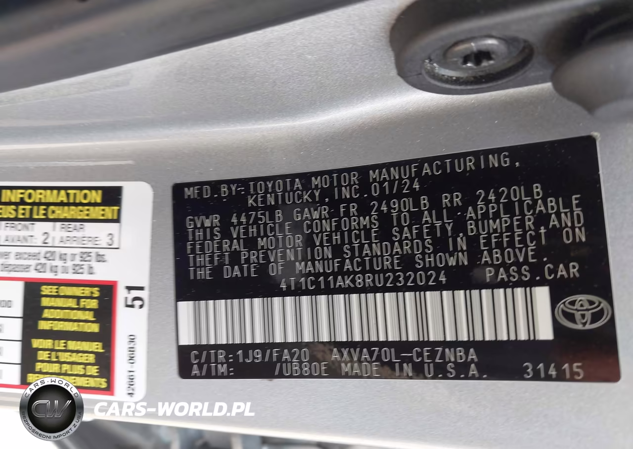2024 Toyota Camry Le VIN:4T1C11AK8RU232024 - 9