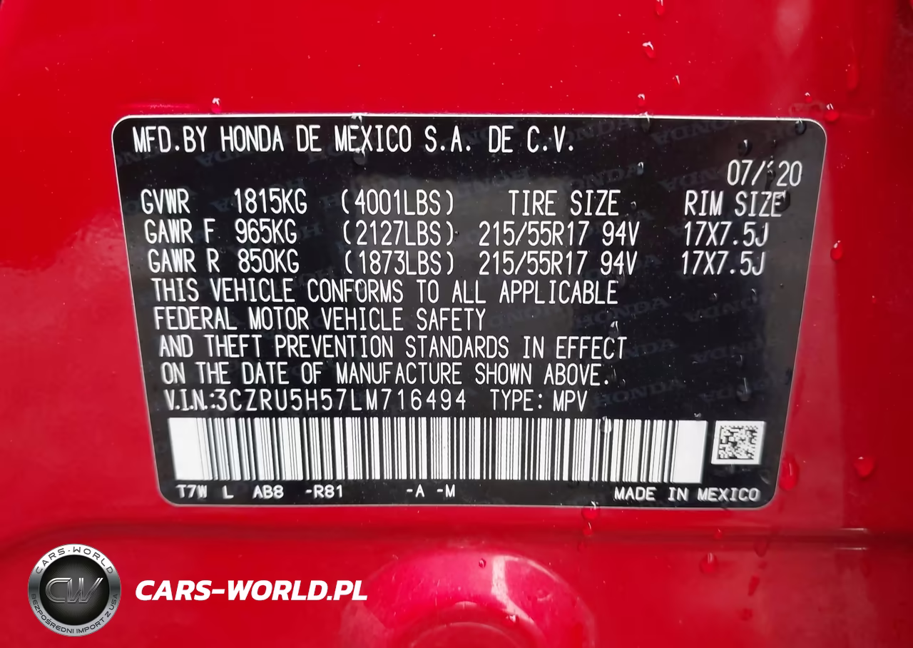 2020 Honda Hr-V 2Wd Ex VIN:3CZRU5H57LM716494 - 9