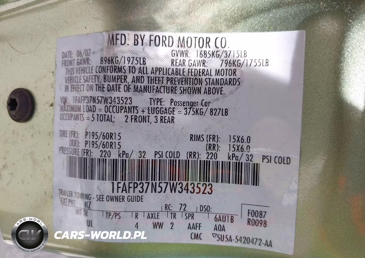 2007 Ford Focus S-Se-Ses VIN:1FAFP37N57W343523 - 9