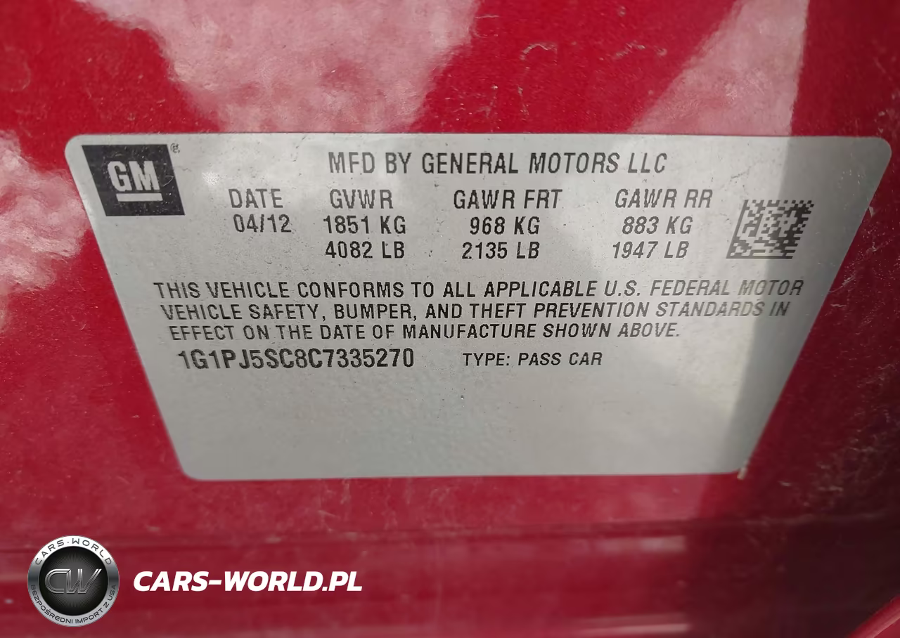 2012 Chevrolet Cruze Eco VIN:1G1PJ5SC8C7335270 - 9