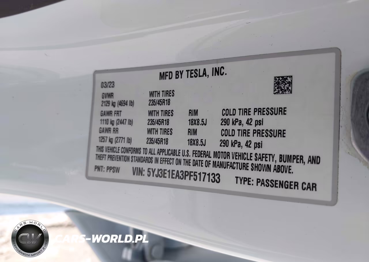 2023 Tesla Model 3 Rear-Wheel Drive VIN:5YJ3E1EA3PF517133 - 9