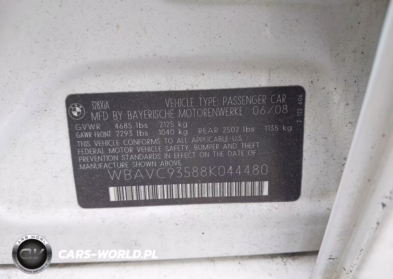 2008 BMW 328Xi VIN:WBAVC93588K044480 - 9