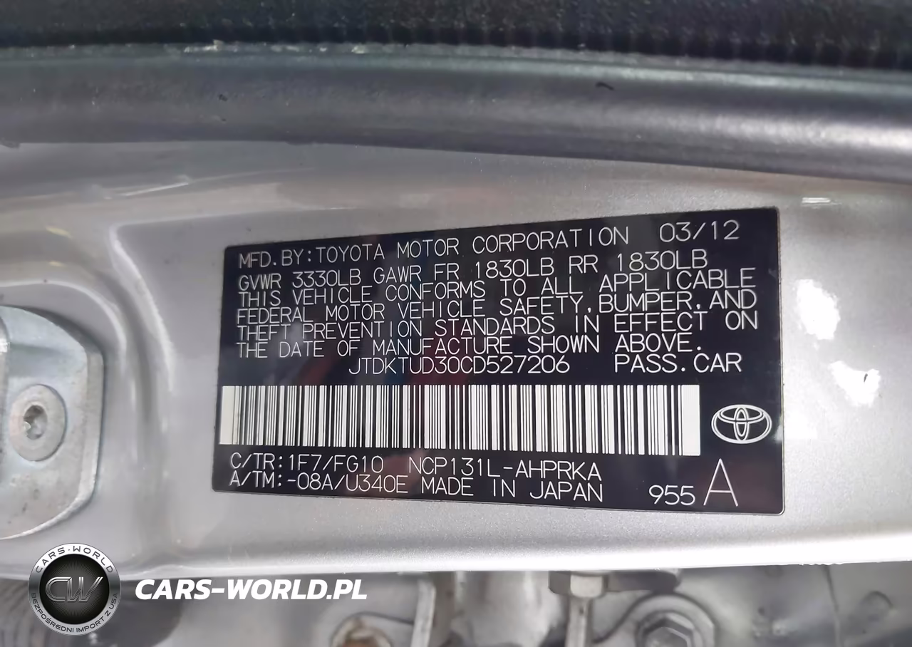2012 Toyota Yaris Le VIN:JTDKTUD30CD527206 - 9