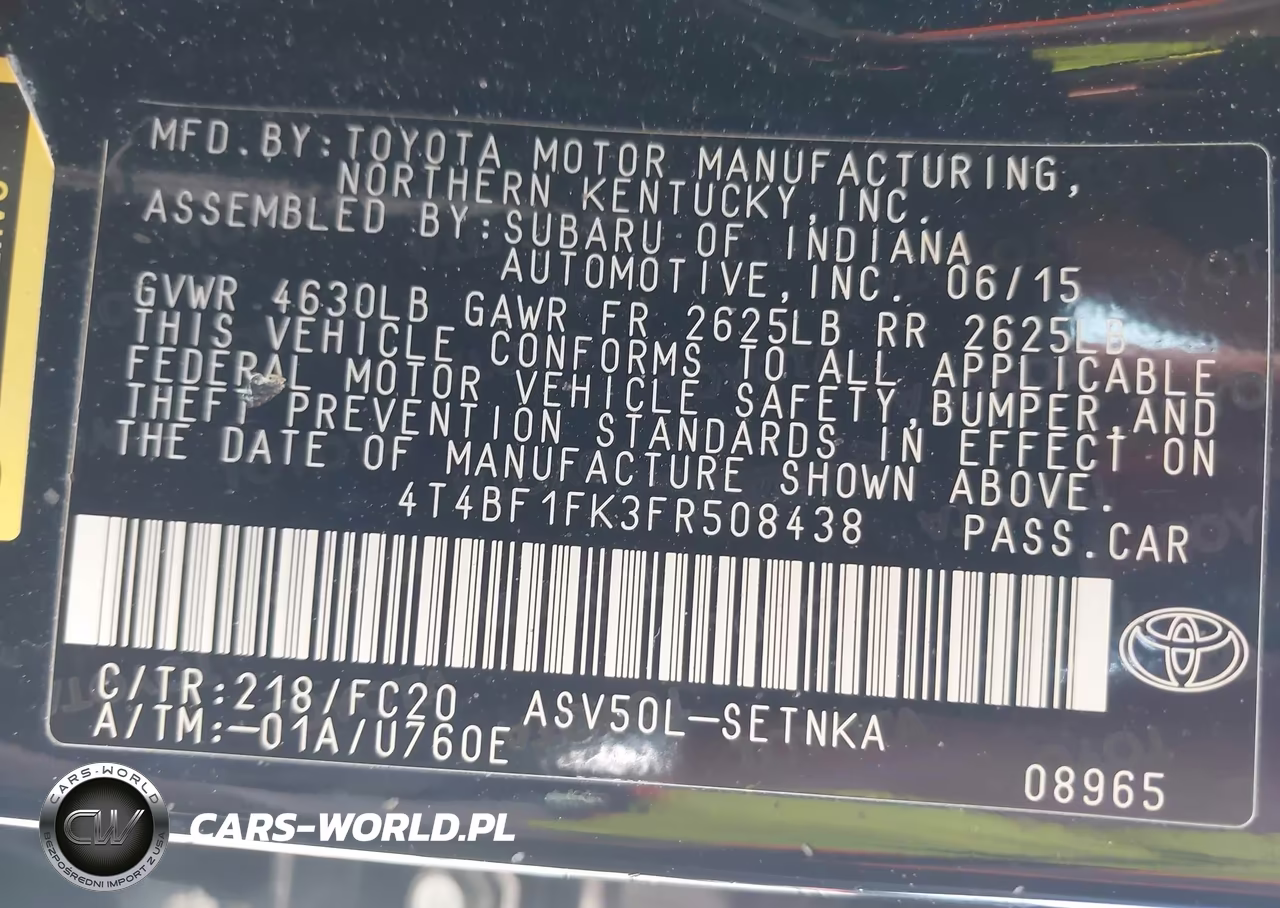 2015 Toyota Camry Le VIN:4T4BF1FK3FR508438 - 9