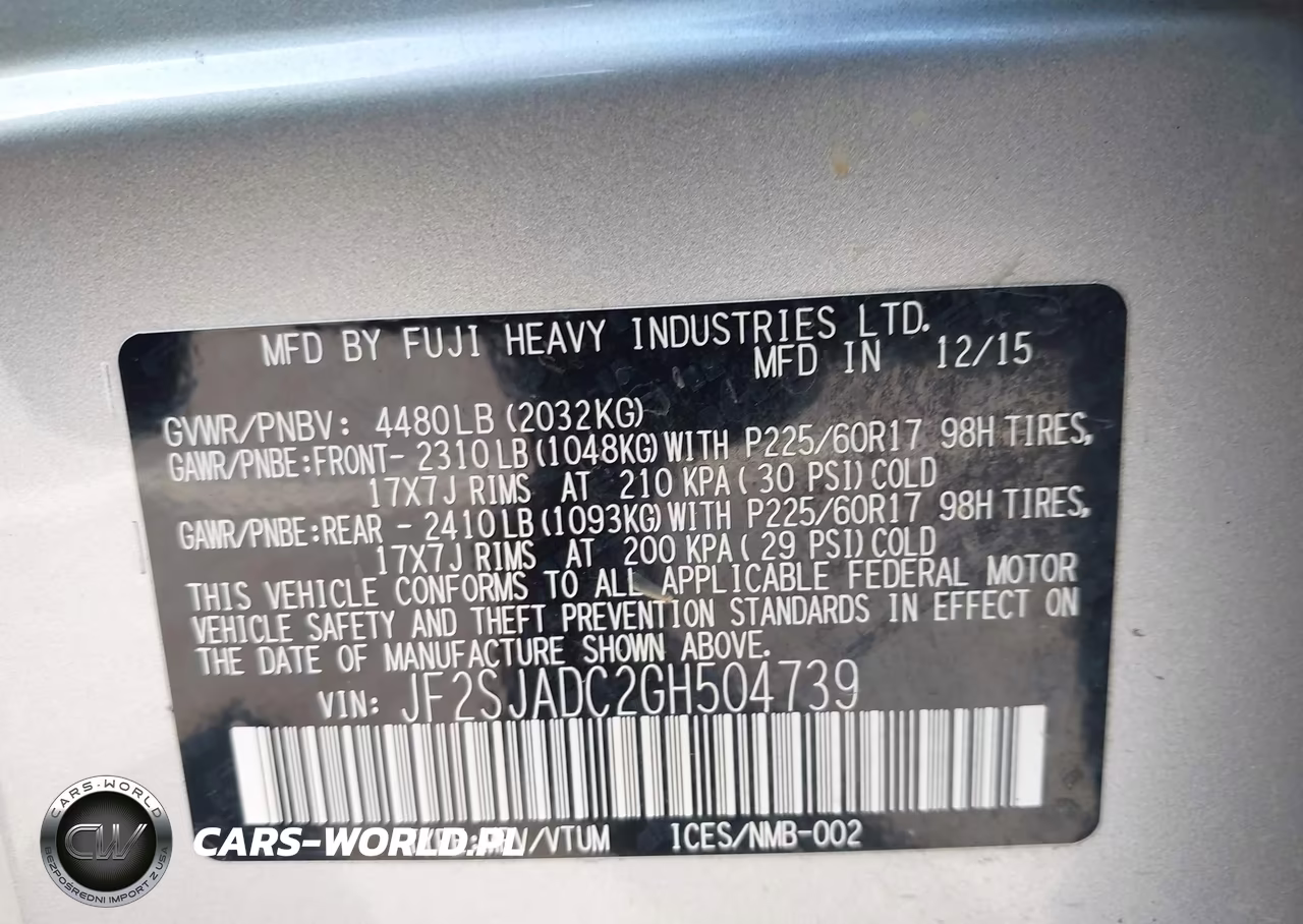 2016 Subaru Forester 2.5I Premium VIN:JF2SJADC2GH504739 - 9