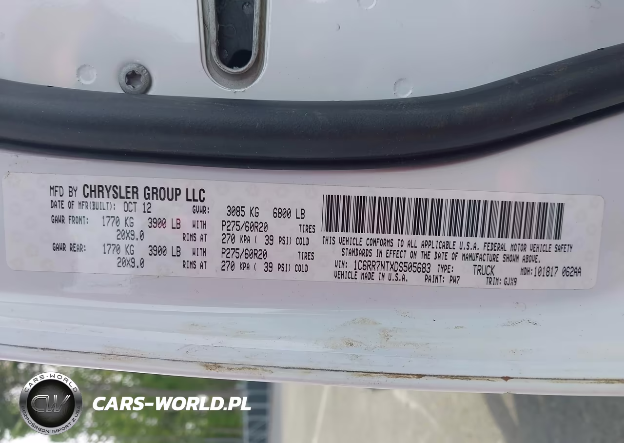 2013 Ram 1500 Laramie VIN:1C6RR7NTXDS505683 - 9