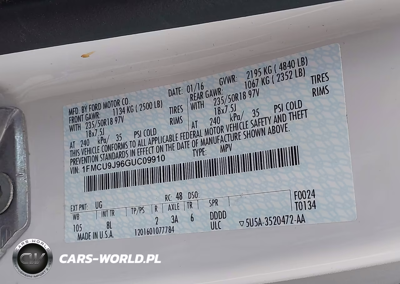 2016 Ford Escape Titanium VIN:1FMCU9J96GUC09910 - 9