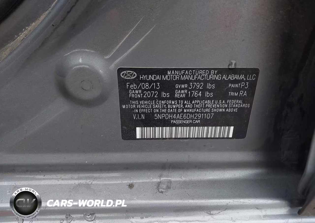 2013 Hyundai Elantra Gls VIN:5NPDH4AE6DH291107 - 9