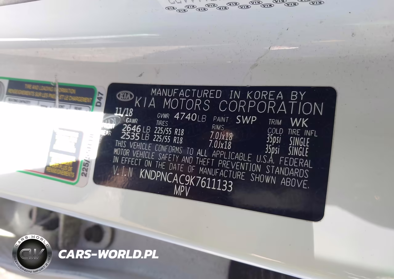 2019 Kia Sportage Ex VIN:KNDPNCAC9K7611133 - 9