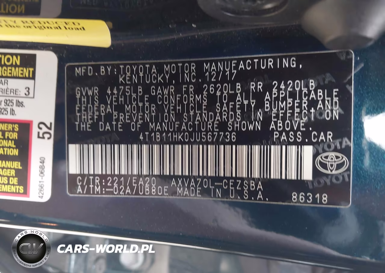 2018 Toyota Camry Se VIN:4T1B11HK0JU567736 - 9