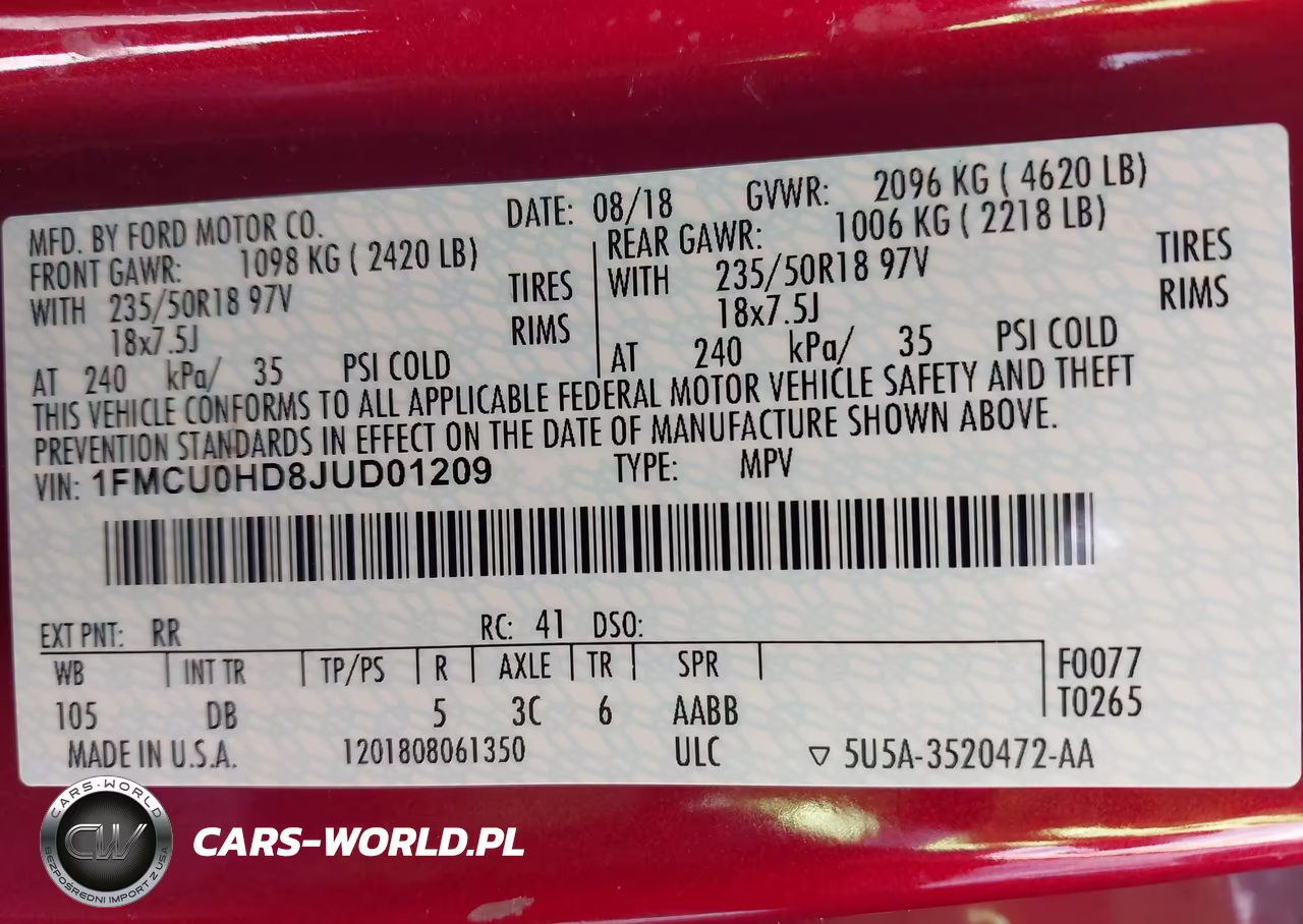 2018 Ford Escape Sel VIN:1FMCU0HD8JUD01209 - 9