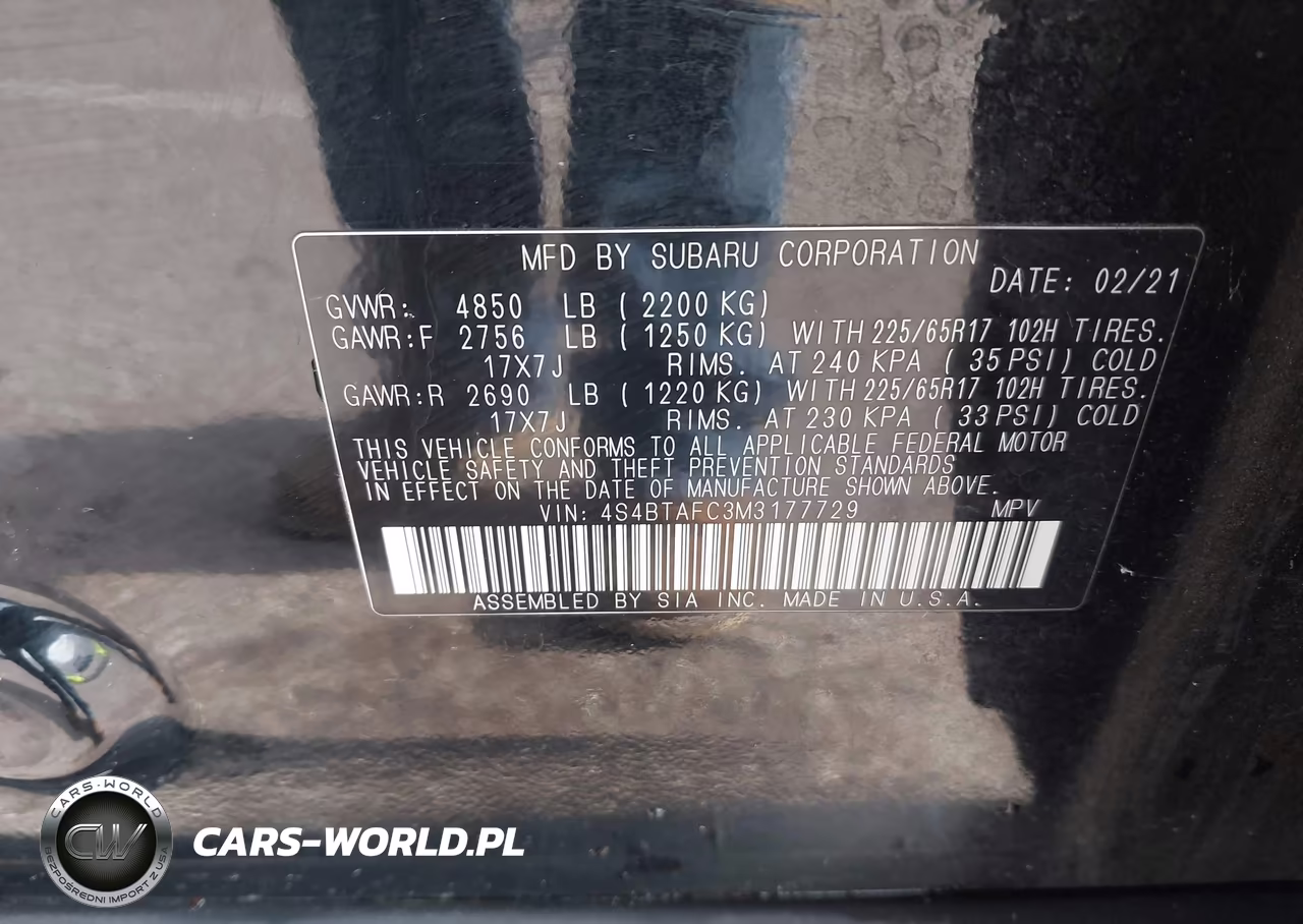 2021 Subaru Outback Premium VIN:4S4BTAFC3M3177729 - 9