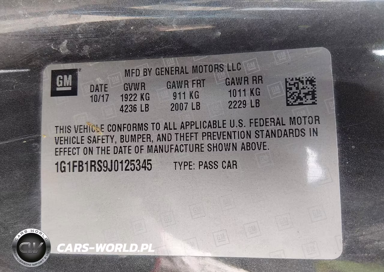 2018 Chevrolet Camaro 1Lt VIN:1G1FB1RS9J0125345 - 9