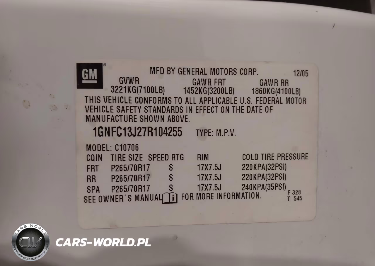 2007 Chevrolet Tahoe Lt VIN:1GNFC13J27R104255 - 9