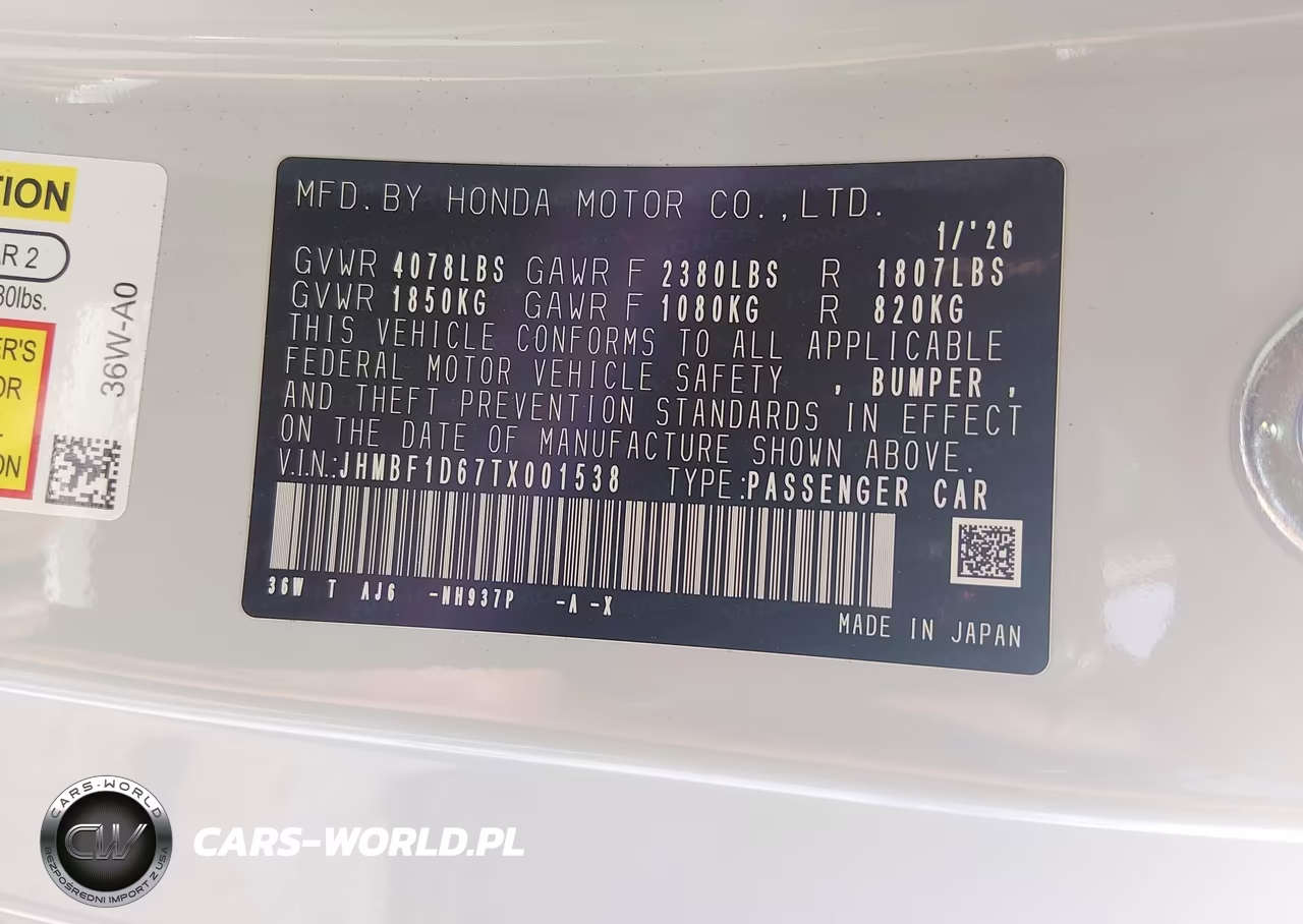 2026 Honda Prelude VIN:JHMBF1D67TX001538 - 9