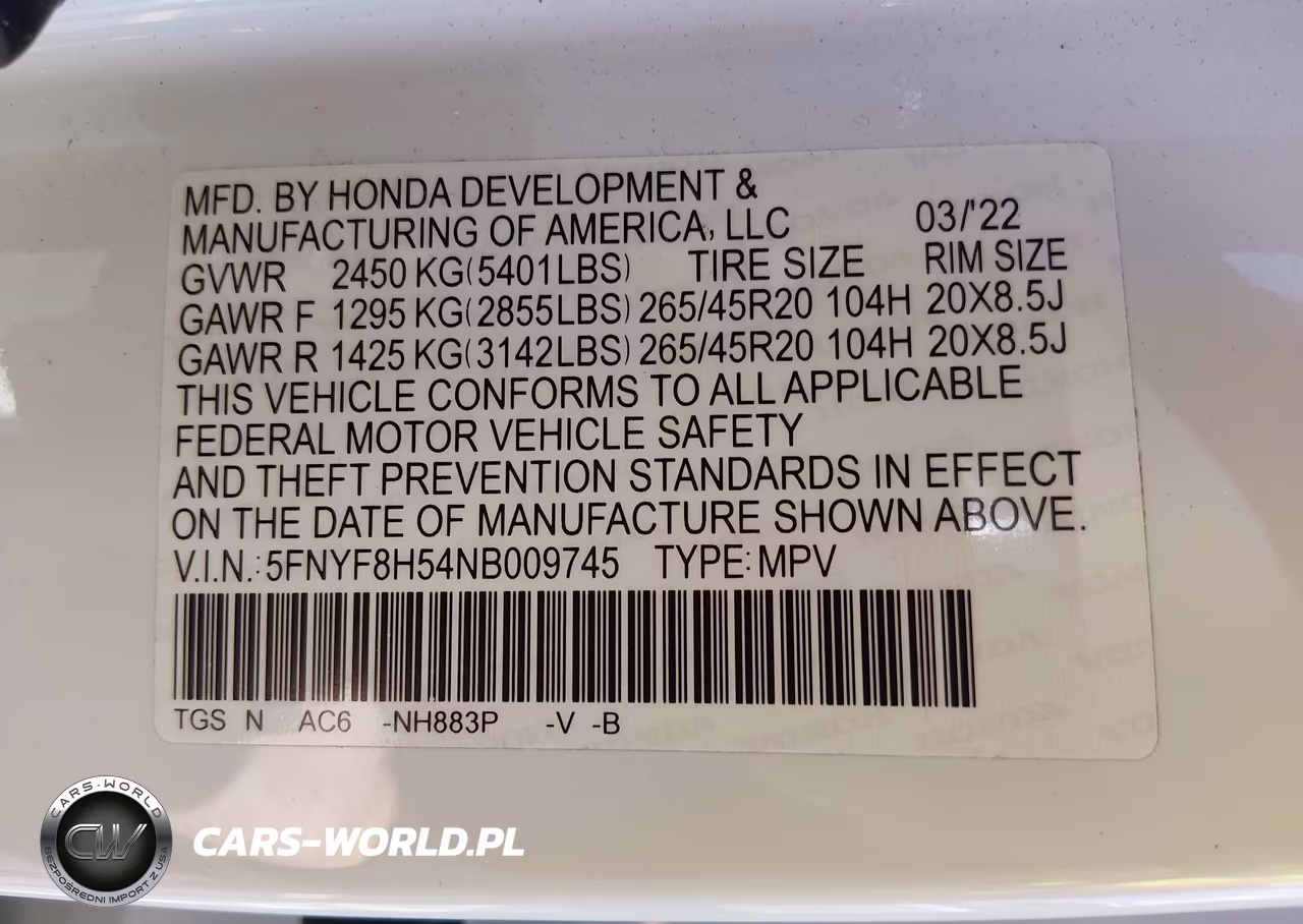 2022 Honda Passport Awd Ex-L VIN:5FNYF8H54NB009745 - 9