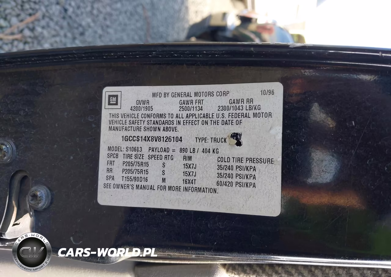 1997 Chevrolet S-10 Ls Fleetside VIN:1GCCS14X8V8126104 - 9
