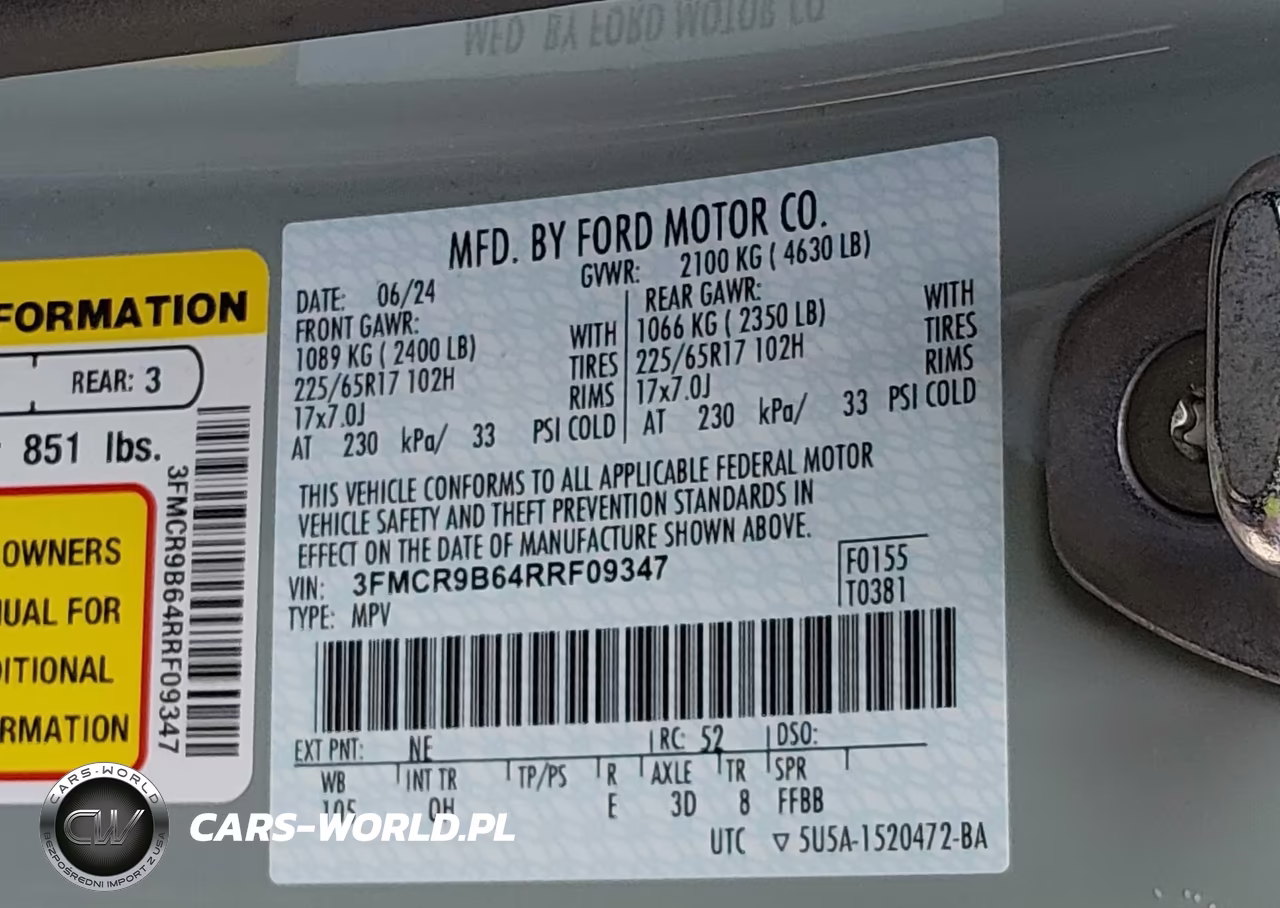 2024 Ford Bronco Sport Big Bend VIN:3FMCR9B64RRF09347 - 9