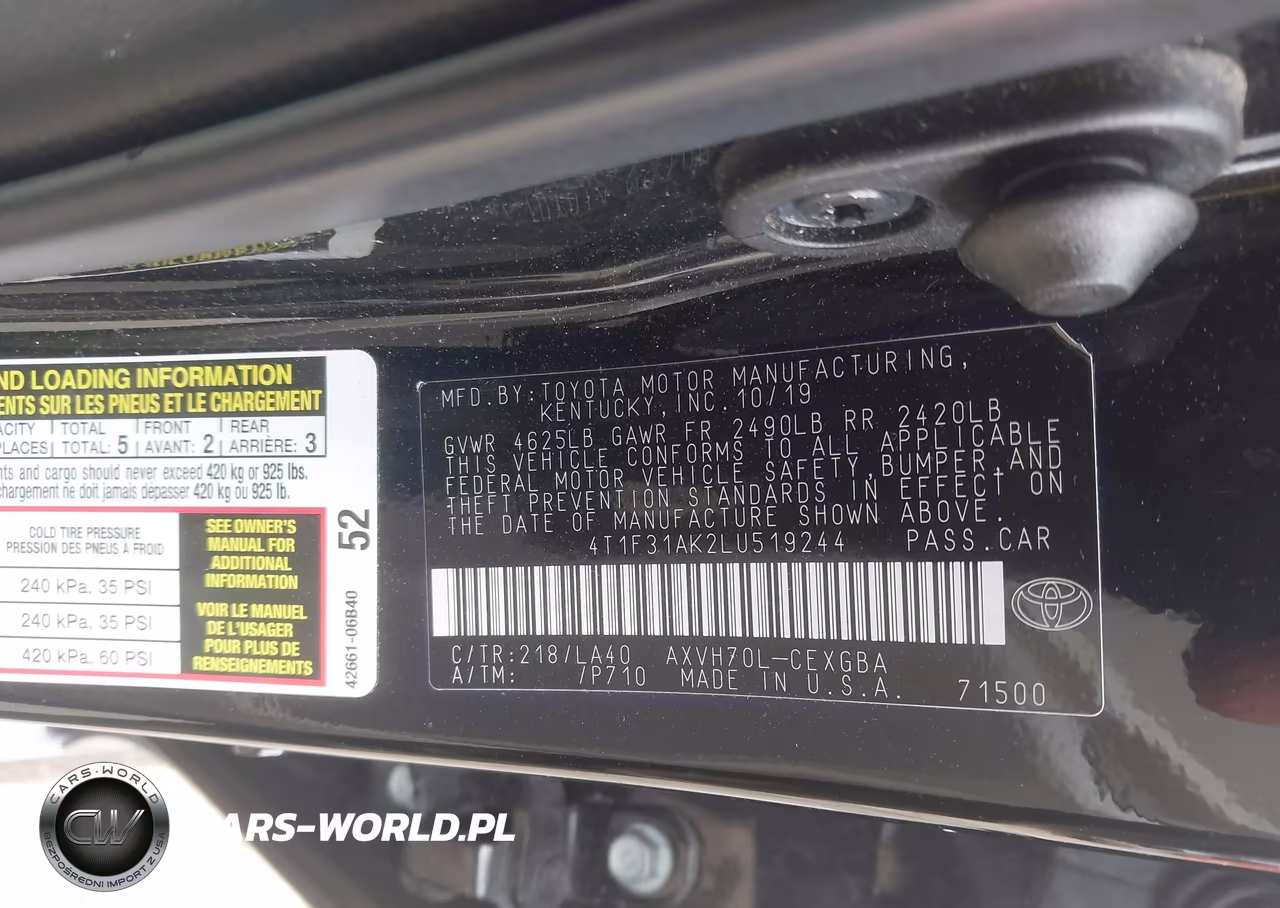 2020 Toyota Camry Xle Hybrid VIN:4T1F31AK2LU519244 - 9