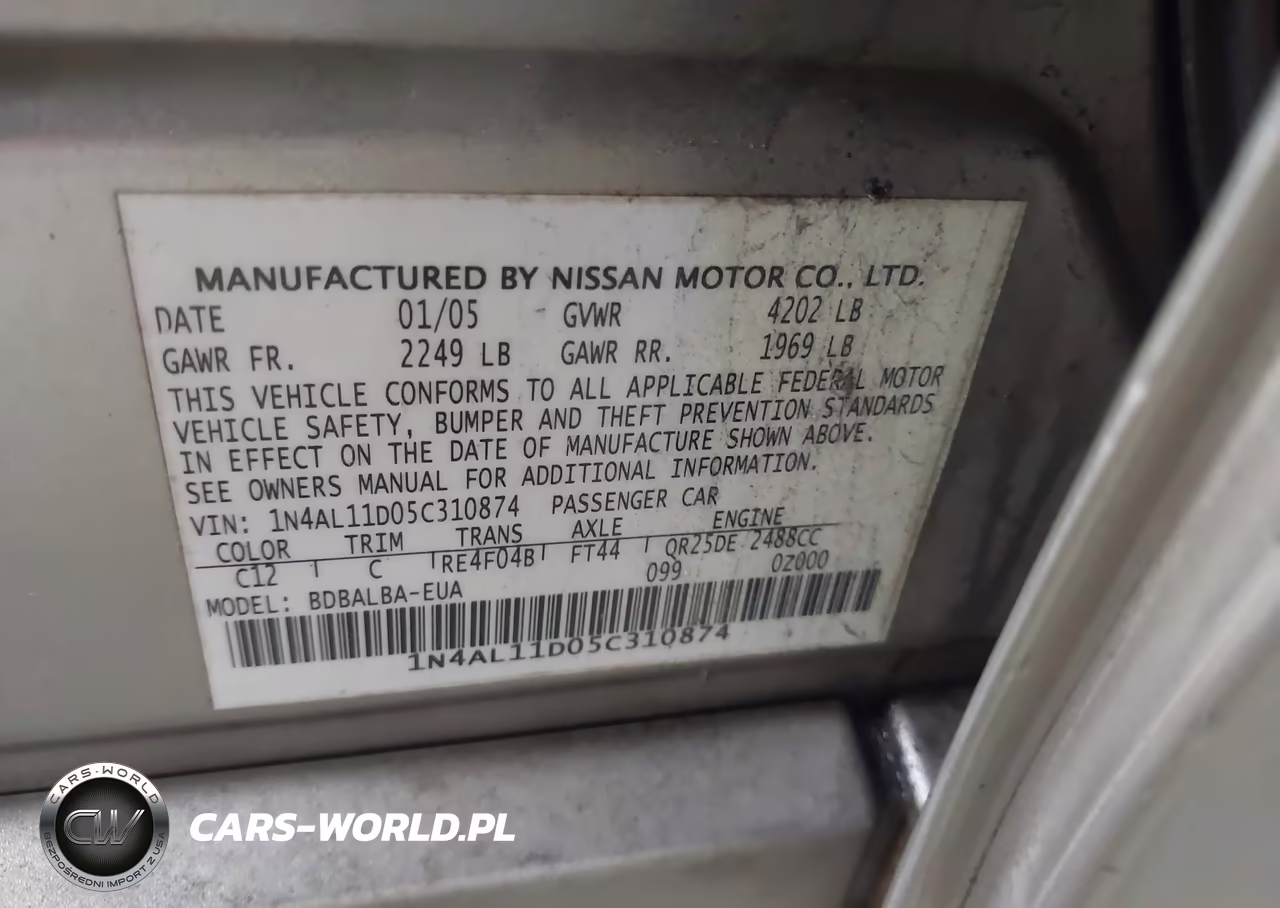 2005 Nissan Altima 2.5 S VIN:1N4AL11D05C310874 - 9