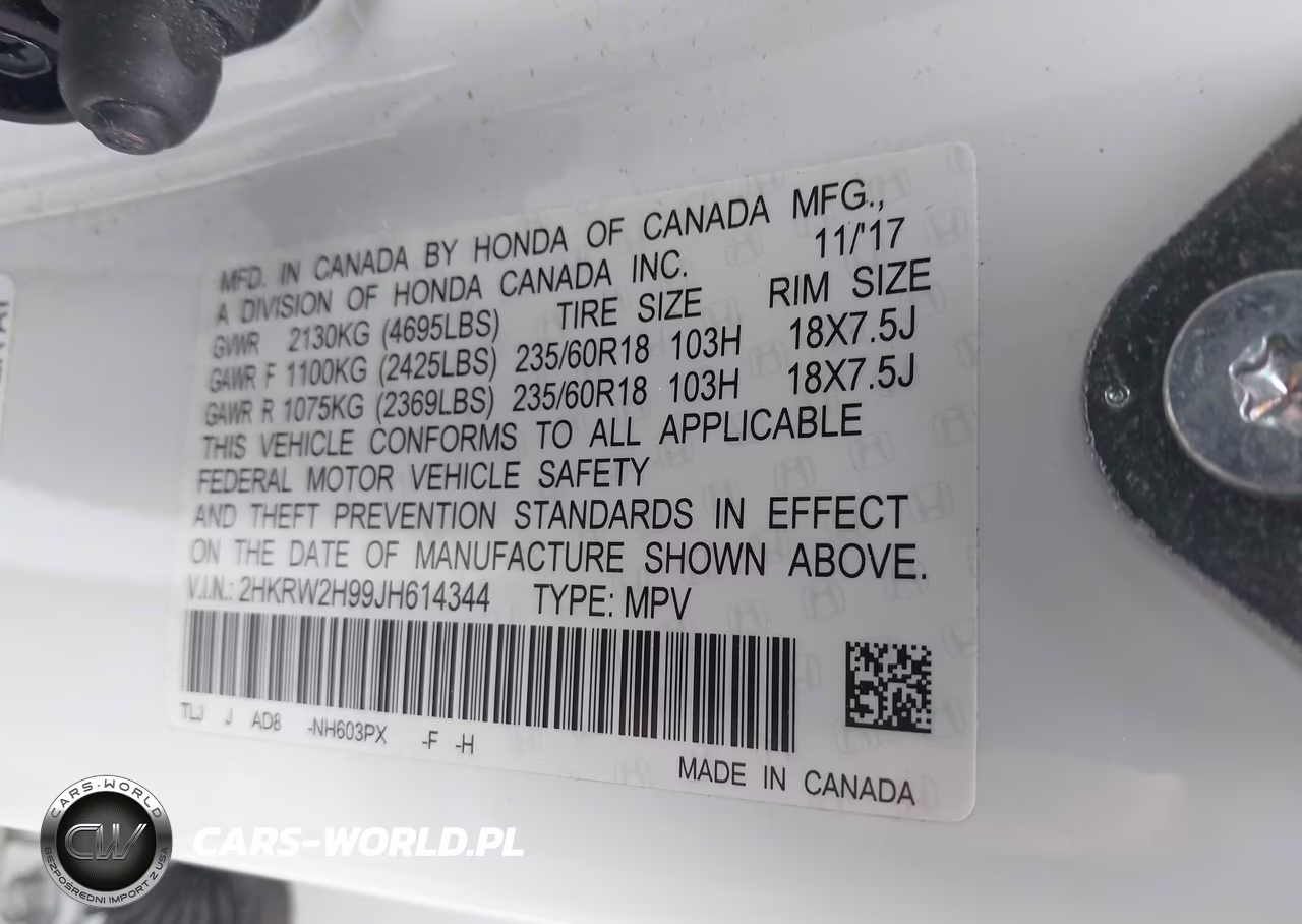 2018 Honda Cr-V Touring VIN:2HKRW2H99JH614344 - 9