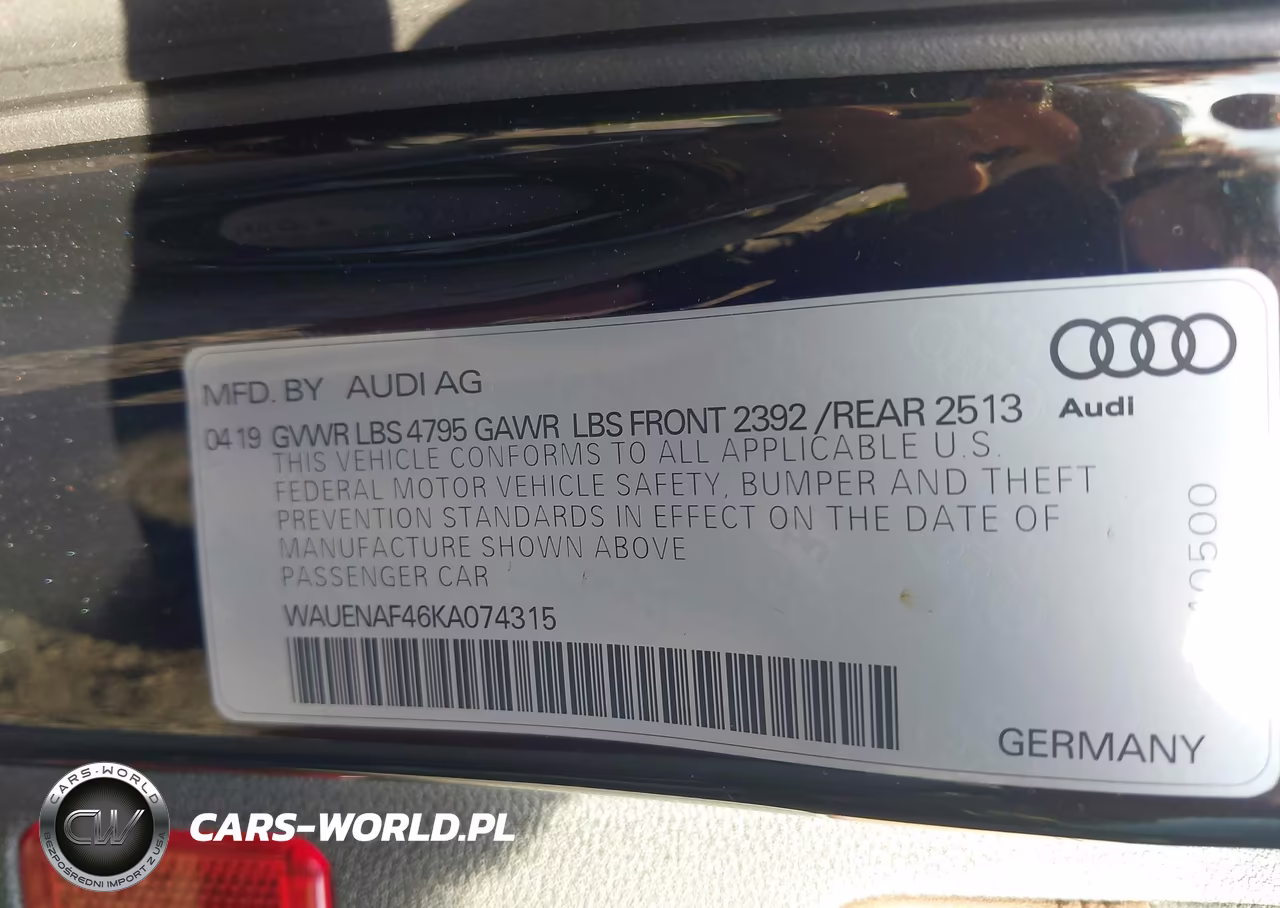 2019 Audi A4 45 Premium VIN:WAUENAF46KA074315 - 9
